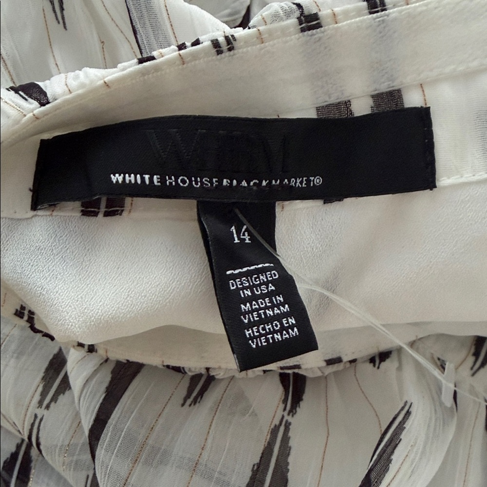 White House Black Market White lurex print Halter Leila ikat ecru Maxi dress 14 - Picture 6 of 8